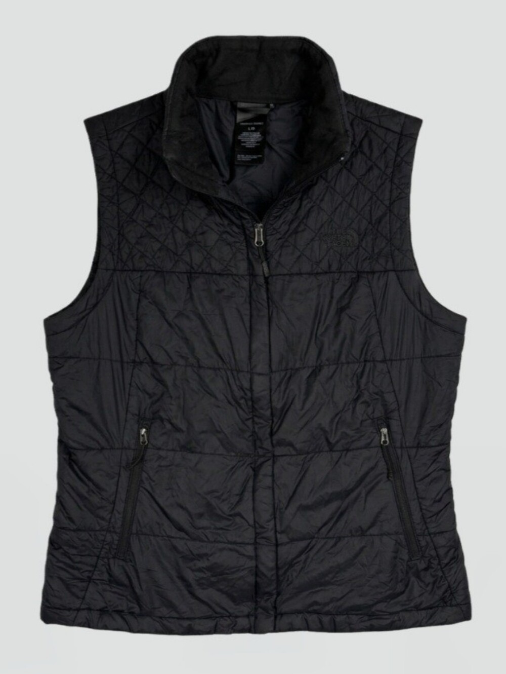 The North Face Women's Black Quilted Full-Zip Outerwear Vest.
